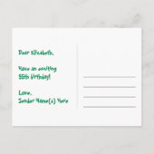 55. Geburtstag: Rosa Streifen & Herz, Regenbogen 5 Postkarte (Rückseite)