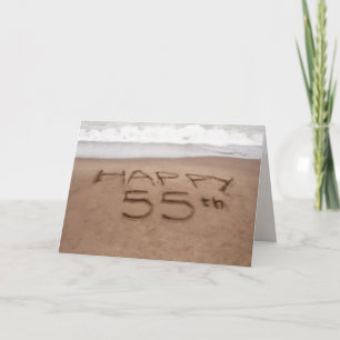 55. Geburtstag Schreiben in den Sand on Beach Karte