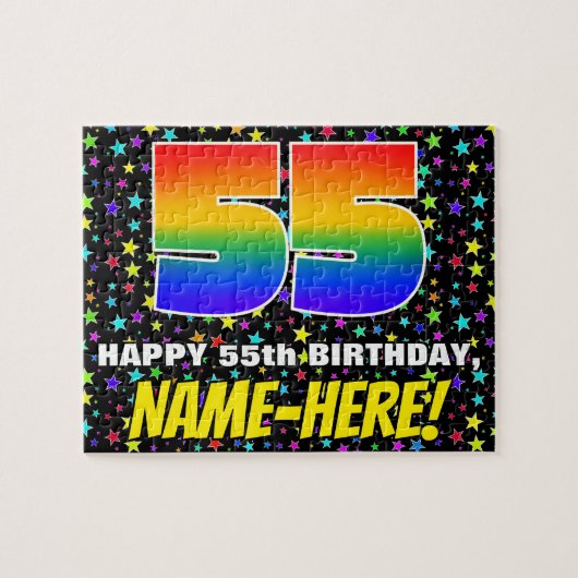 55. Geburtstag — Spaß, farbenfrohe Sternenweltenmu Puzzle (Horizontal)