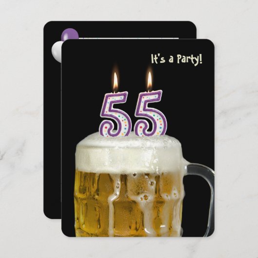 55. Geburtstags-Bier-Party Einladung (Vorne/Hinten)