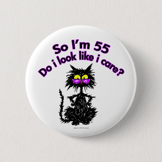 55. Geburtstags-Katzen-Geschenke Button (Vorderseite)