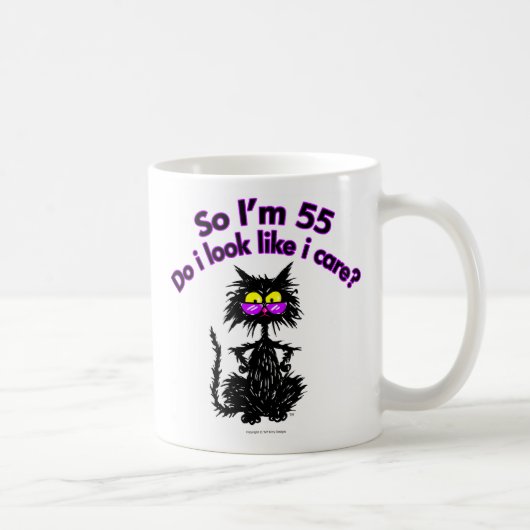55. Geburtstags-Katzen-Geschenke Kaffeetasse (Rechts)