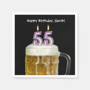 55. Geburtstagsbier mit Kerzen Serviette