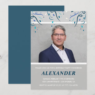 55. Geburtstagseinladungen Männer Confetti Foto Bl Einladung