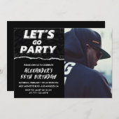 55. Geburtstagseinladungen Männer Schwarzes Foto Einladung (Vorne/Hinten)