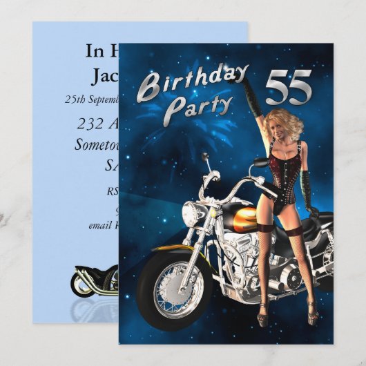 55. Geburtstagsfeier Einladung (Vorne/Hinten)