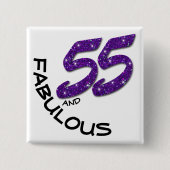 55. Geburtstagsfeier Lila Glitter Button (Vorderseite)