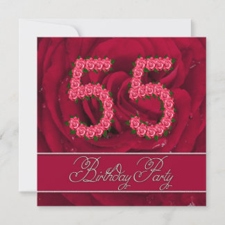 55. Geburtstagsfeier mit Rose Einladung