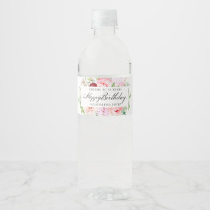 55. Geburtstagsfeier Pinke Pfingstrose Floral Wasserflaschenetikett