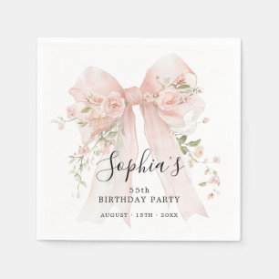 55. Geburtstagsfeier Pinker Bogen mit Rosen Cockta Serviette