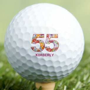 55. Geburtstagsgeschenk Florale Zahl - 55 Jahre Sp Golfball
