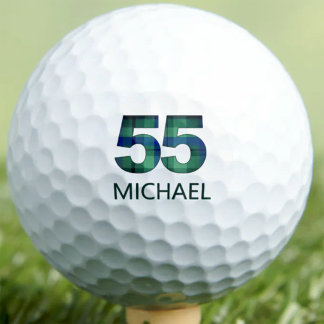 55. Geburtstagsgeschenk für Papa Grün Blau Kariert Golfball