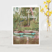 55. Geburtstagskarte - blaue Boote Karte (Gelbe Blume)