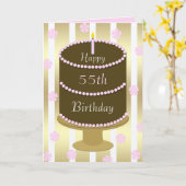 55. Geburtstagskarte Kuchen in Rosa Karte (Gelbe Blume)