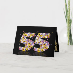 55. Geburtstagskarte mit Blumenbriefen Karte