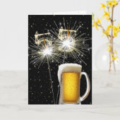 55. Geburtstagsparkler mit Bier-Tasse Karte (Gelbe Blume)