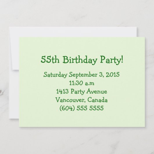 55. Geburtstagsparty! Einladung (Rückseite)