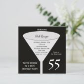 55. Geburtstagsparty Einladung 55 in Schwarz (Stehend Vorderseite)
