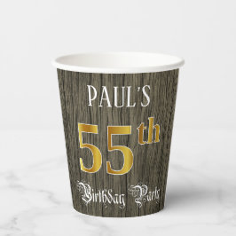 55. Geburtstagsparty - Imitate Gold & Imitate Wood Pappbecher