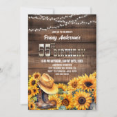 55. Geburtstagsparty Rustikale Holz Sonnenblume Einladung (Vorderseite)