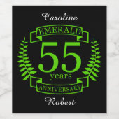 55. Hochzeit JAHRESTAG EMERALD Weinetikett (Einzelnes Label)