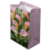 55. Hochzeit Jubiläum Pink Calla Lily Mittlere Geschenktüte (Rückseite Schrägansicht)
