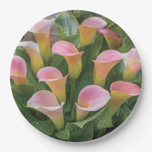 55. Hochzeit Jubiläum Pink Calla Lily Pappteller (Vorderseite)