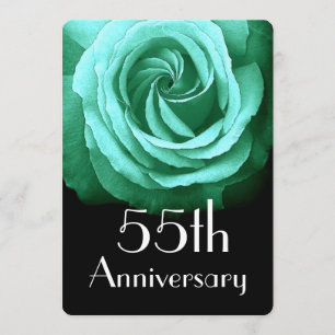 55. Hochzeitsjubiläum Smaragdgrüne Rose A02 Einladung