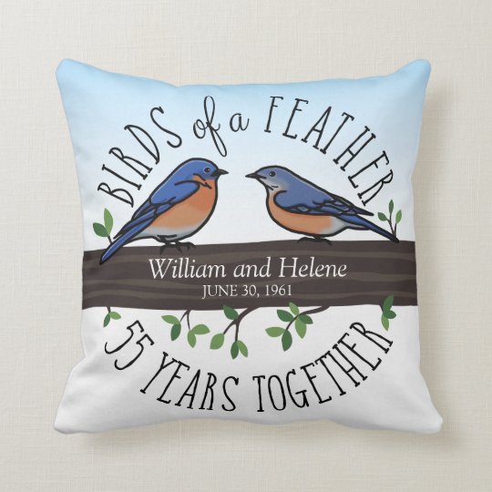 55. Hochzeitstag, Drosseln einer Feder Kissen | Zazzle.de