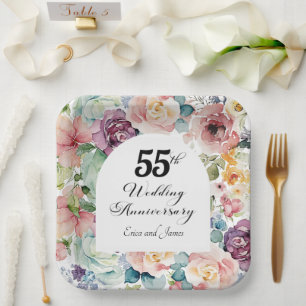 55. Hochzeitstag Elegantes Drehbuch Pappteller