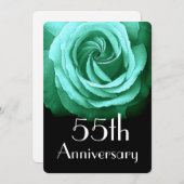 55. Hochzeitstag Emerald Green Rose A02 Einladung (Vorne/Hinten)