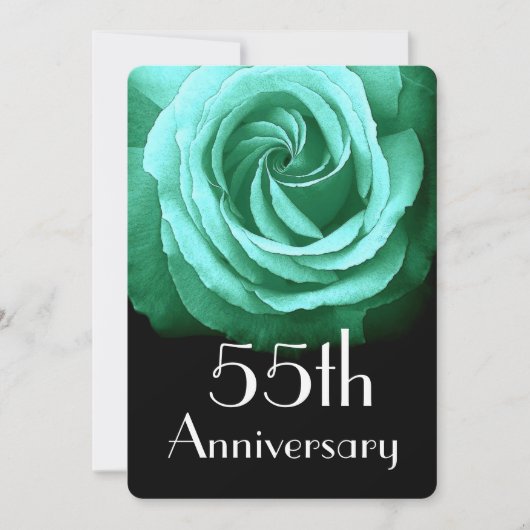 55. Hochzeitstag Emerald Green Rose A02 Einladung (Vorderseite)