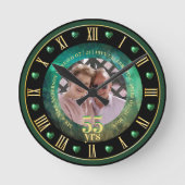 55. Hochzeitstag FOTO Geschenk Emerald Green Runde Wanduhr (Vorderseite)