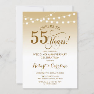 55. Hochzeitstag - Gold Weiß Einladung