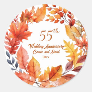55. Hochzeitstag Herbstblumen Runder Aufkleber