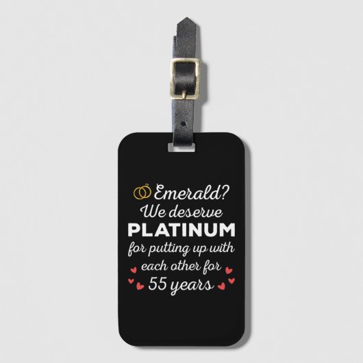 55. Hochzeitstag I - Emerald Funny Couple Gepäckanhänger (Vorderseite Vertikal)