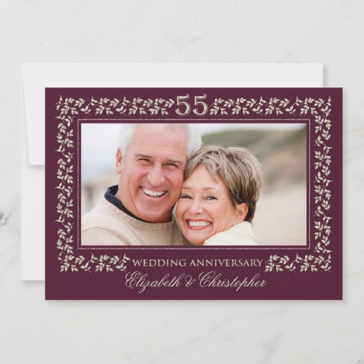 55. Hochzeitstag Pflaumenbronze-Foto Einladung (Vorderseite)