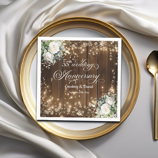 55. Hochzeitstag Rustikale Streichlichter Serviette