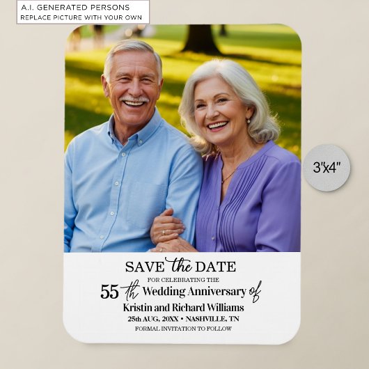 55. Hochzeitstag Save-the-Date-Foto Magnet
