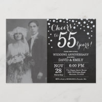 55. Hochzeitstag Schwarzes Silber Chalkboard