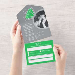 55. Hochzeitstag Smaragd-Ewigkeitring All In One Einladung