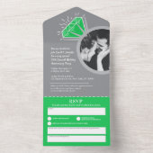 55. Hochzeitstag smaragdgrünen Ewigkeitsring All In One Einladung (Innen Boden)