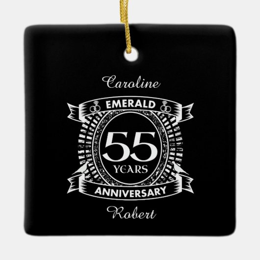 55. Hochzeitstag smaragdgrünen Wappen Keramikornament (Vorderseite)