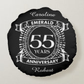 55. Hochzeitstag smaragdgrünen Wappen Rundes Kissen (Rückseite)