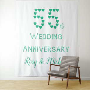 55. Hochzeitstag Smaragdhochzeit Namen hinzufügen Wandteppich