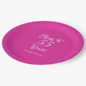 55 Jahre 55. Rosa Geburtstag Pappteller (Schrägansicht)