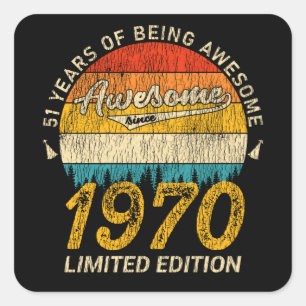 55 Jahre alt 1970 Retro Phantastisch 55. Geburtsta Quadratischer Aufkleber