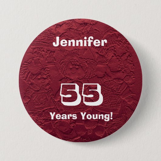 55 Jahre Junge rote Puppen Button Button Geburtsta (Vorderseite)