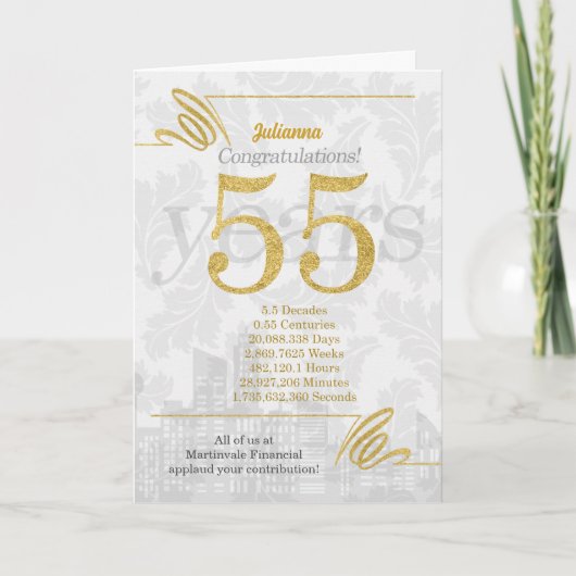55 Jahre Mitarbeiterjubiläum Business Elegance Karte (Vorderseite)