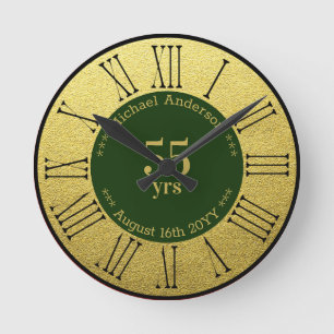 55 Jahre Ruhestand oder Jubiläum Personalisiert Runde Wanduhr